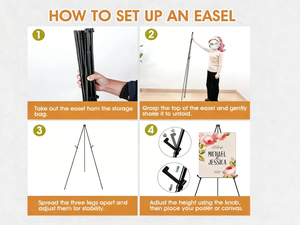 Chevalet pliable en métal Huixishi à cinq sections, portable, pour croquis et peinture, pour étudiants et artistes, noir, 162 cm, 5 lb, Chine - Product Image 2