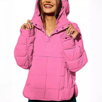 Veste matelassée en coton à manches longues pour femme, avec logo personnalisé, couleur unie, à capuche, avec poche, collection automne-hiver 2026