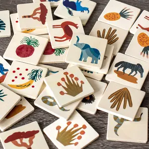 Grosir anak-anak 32 buah kartu kayu anak-anak montesori pembelajaran dini mainan kognisi hewan pendidikan permainan memori mainan