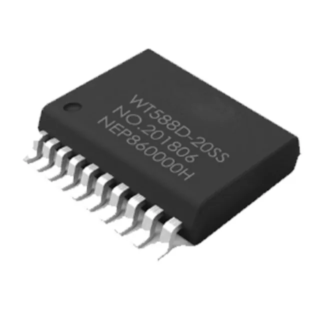SSOP20 2.8V-5.5V Dukungan DAC/PWM Plug-In SPI-FLASH Suara IC Chip WT588D WT588D-20SS