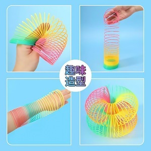 Anillo elástico mágico arcoíris de juguete, 8.5*9, de plástico con colores degradados, para niños, juego educativo, anillo apilable con resorte. - Product Image 2