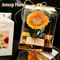 AM-PFE170 Ammy Luxe Eeuwigdurende Gedroogde Bloemen Zonnebloem Transparante Acryl Cadeaubox Kerst Eeuwigdurende Verjaardag Cadeautjes