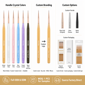 Pinceau pour nail art avec manche en acrylique jaune, poils en nylon doux et durables, kit de manucure en gel UV avec service de logo personnalisé pour salon de manucure - Product Image 6