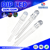 Puce LED RVB 5 mm 4 broches, anode/cathode commune, tricolore, F5 ronde diffusée pour voyants lumineux, pièces détachées en gros