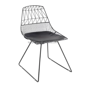 Cadeira de jantar de fio de aço do metal moderno cromado acabado com ou sem almofada