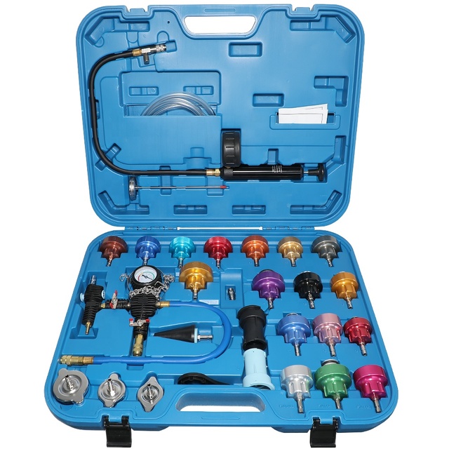 New Upgrade Aluminum Alloy Universal Radiator Pressure Tester Coolant Pressure Tester Kit Coolant Vacuum Refill Kit