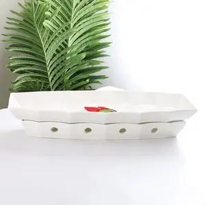 15/17 Inch Classic Boat-Shape Melamine Fish Dish Stability Good Insulated Food Heater Restaurant Hotel Sustainable Stocked Dish