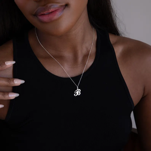 Custom <b>Initial</b> Letter Pendant Sterling Silver Plated Moissanite Minimalist Unisex Charms Daily Wear Personalized Design - Product Image 2