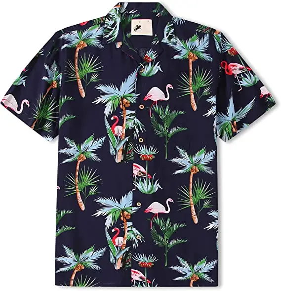 Wholesale New design mens button up shirt short sleeve hawaiian beach shirts for men