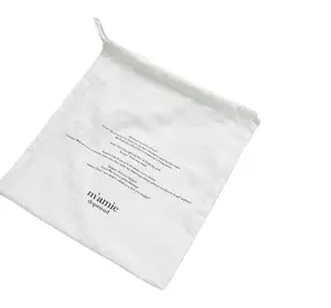 Tela de lino y algodón reciclable de alta calidad, bolsa de muselina personalizada, bolsas con cordón