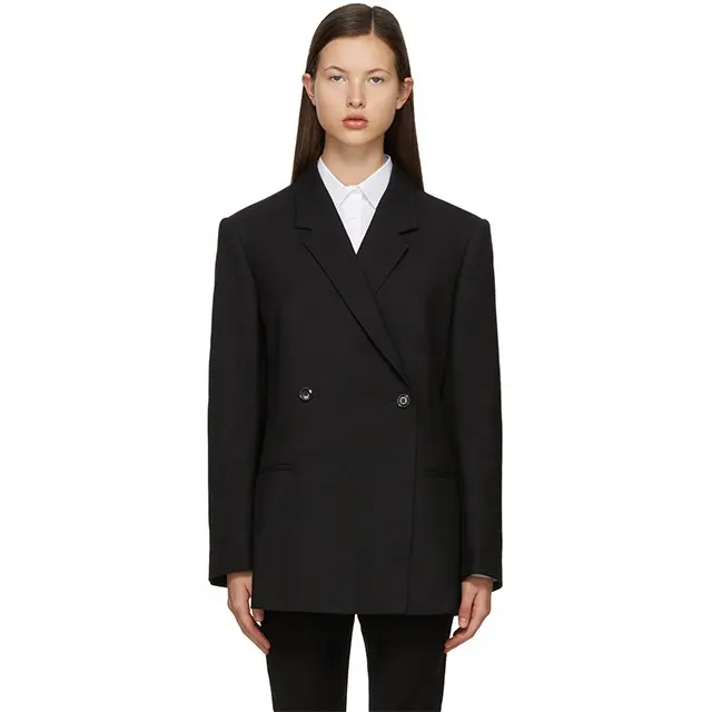 Blazer noir à double boutonnage coupe ajustée de haute qualité personnalisé pour femmes costumes pour femmes vestes pour femmes