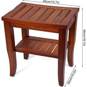 Addreen <strong>Teak</strong> Natural 15.5" Kai Corner Shower <strong>Bench</strong> with Shelf Mail Packed Bathroom Furniture - Product Image 5