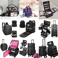 Valise de maquillage professionnelle à roulettes, souple, écologique, grande capacité, pour coiffeur, artiste, salon, voyage