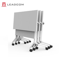 LEADCOM LS-703 Mobilier de bureau : Table de conférence mobile à plateau relevable, empilable et reconfigurable en acier pour bureau