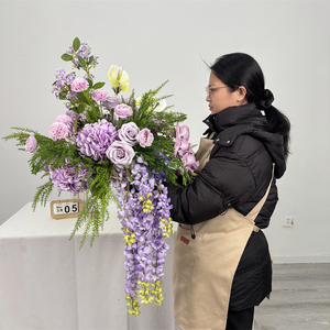 DKB - Bola de Flores de Seda Morada con Glicinia Colgante y Plantas Verdes, Centro de Mesa de 45 cm - Product Image 3
