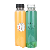 Botella de Plástico PET Cilíndrica con Tapa de Rosca para Envasado de Bebidas y Jugos, 500ml, 350ml, 250ml, Impresión por Serigrafía