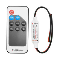 Mini variateur LED monochrome DC 5V 12V 24V 6A 5050 2835 Bande lumineuse 9 touches RF Contrôleur de signal PWM à tension constante avec télécommande