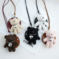 Mignon debout ours en peluche en peluche poupée chandail chaîne ours fille poupée sac petit pendentif porte-clés