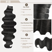 Extensions de cheveux synthétiques ondulés souples en fibre haute température pour mèches, tresses et queues de cheval, 26/30 pouces