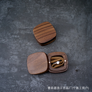 Wood <b>Ring</b> <b>Box</b> Oval Solid Walnut Wood Jewelry <b>Box</b> With Moss Lining For Engagement <b>Ring</b> Storage - Product Image 5