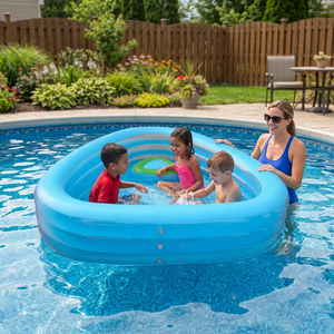 Piscine gonflable familiale triangulaire populaire en gros avec siège intégré et parois latérales extra larges, bateau de piscine extérieur - Product Image 3