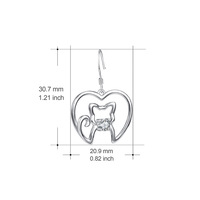 925 plata esterlina oro blanco Micro ajuste circón oreja amor gato corazón gancho colgante pendientes