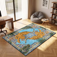 Großhandel Blaue Tiger-Design Perserteppiche Maßgefertigtes Muster Waschbarer Großer Gebetsteppich für Wohnzimmer Schlafzimmer