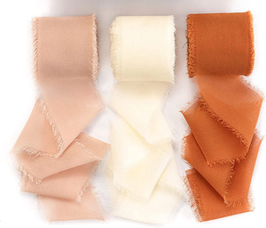 4CM * 5M/Roll Nouvelle Arrivée Bouquet de Fleurs Emballage Frange Boîte Cadeau Décoration Nu Bords Portés Ruban Mousseline Rouleau pour Décoration de Mariage - Product Image 5