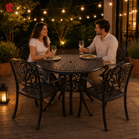 Conjunto de Mesa y Sillas Redondas de Aluminio Fundido para Exteriores, Muebles de Jardín, Patio y Piscina de Aleación de Aluminio