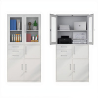 Armoire de classement en acier moderne avec 3 tiroirs et 2 portes en verre, armoire de classement en métal pour le bureau, stockage de documents gouvernementaux