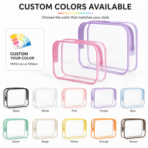 Organisateur de cosmétiques de <span class=keywords><strong>voyage</strong></span> en PVC tendance, grande capacité, imperméable, écologique, pour pochette de rangement de soins de la peau, logo personnalisé - Product Image 2