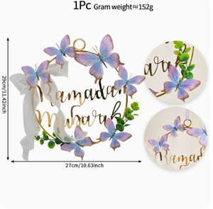 DAMAI Easter Party Supplies Disposable Hollow-out Wooden Welcome Decoration for Party With Wooden Bow Bow Garland - Product Image 5