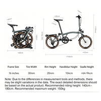 Vélo pliable compact de 16 pouces à trois plis avec 7 vitesses, cadre en acier au chrome-molybdène, vélo adulte portable pour les trajets urbains et les voyages
