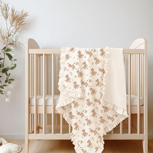 Muslin Baby Swaddle Blanket Reversible <strong>Floral</strong> Pattern Super Soft Lightweight Breathable Portable Cotton Quilt for Nursery <strong>Crib</strong> - Product Image 5