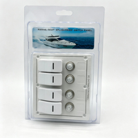 Panneau de commutation à bascule 4 gangs en aluminium blanc, pré-câblé avec indicateur LED rouge et disjoncteur, idéal pour les bateaux, les camping-cars et les yachts