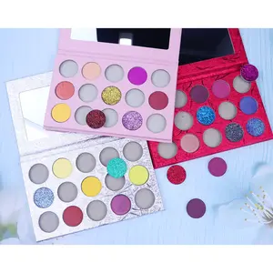 Beda ukuran 12 warna Label pribadi disesuaikan Glitter Vegan makeup eye shadow palet untuk mata Kecantikan