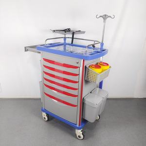 Chariot médical d'urgence à 5 tiroirs, construction en acier inoxydable, roues silencieuses pour ambulance, salle <span class=keywords><strong>de</strong></span> <span class=keywords><strong>maternité</strong></span>, clinique - Product Image 2