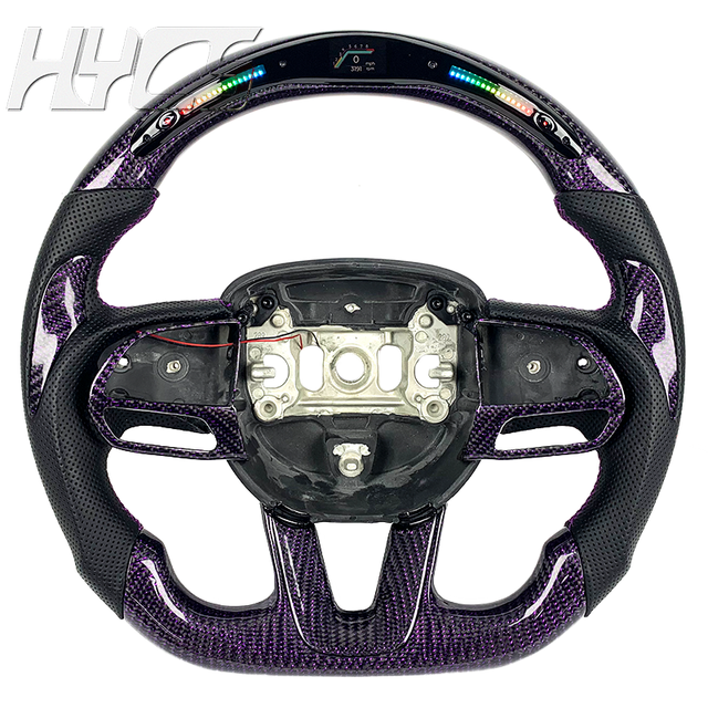 Carbon Fiber LED Leather Customized Steering Wheel for Dodge Challenger Charger Durango Hellcat R/T SRT and Jeep Grand Cherokee