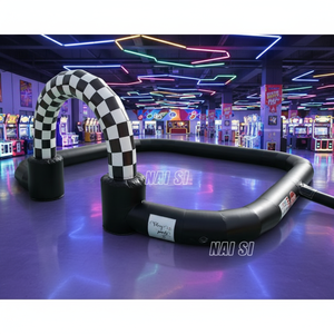 Piste <span class=keywords><strong>de</strong></span> course gonflable pour karting avec arche à carreaux pour voitures tamponneuses, jeux gonflables, événements <span class=keywords><strong>de</strong></span> course pour enfants - Product Image 1