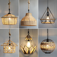 American Countryside Farmhouse Vintage Lustre lampe Pub Restaurant Coffee Shop Salle à manger suspension corde de chanvre suspension
