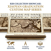 Support de carte souvenir de diplôme personnalisé 2026 en contreplaqué 3D superposé, décoration de bureau, service de personnalisation de carte locale, souvenir