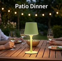 Lampe de table de restaurant portable, romantique, étanche IP54, verte et noire, pour extérieur, facile à transporter, 3800mAh, recharge USB, à intensité variable