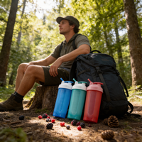 Gobelet shaker personnalisé pour l'extérieur, fabriqué en plastique PP sans BPA, sans danger pour les aliments, idéal pour la course à pied en sentier et les aventures en randonnée