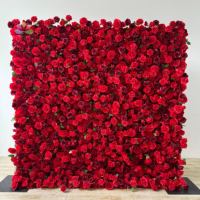 F 8x8 floral mur toile de fond luxe tissu orchidée artificielle soie rose fleur panneau 3d roll up fleur mur pour mariage événement décor
