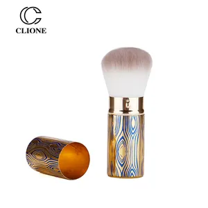 CLIONE brand #302 fashion best selling mini single portable retractable customized logo color pattern metal makeup powder brush