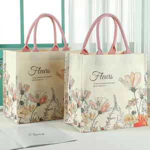 Borsa in tela da donna personalizzata con motivo stampato alla moda con disegno di cartoni animati borsa in cotone Shopping <span class=keywords><strong>Calico</strong></span> materiale per promozioni - Product Image 2