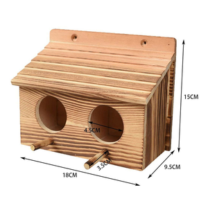 ขายส่งบ้านนกไม้แขวนบ้านนกด้านนอกพร้อมระเบียงสําหรับนกพิราบประแจนกฟินช์แขวนรังนกไม้ - Product Image 6