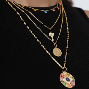 Grosir disesuaikan kalung berlian berlapis emas liontin bulan dan bintang koin - Product Image 2