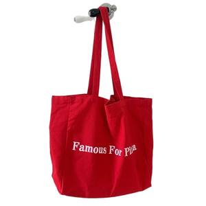 Bolsa de Lona Roja con Letras, Bolsa de Hombro de Gran Capacidad, Bolsa de Compras Casual, Estilo Primavera, Uso Diario - Product Image 5