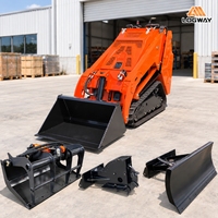 Loader Skid Steer Diesel Bersertifikasi CE LOGWAY Kapasitas Bucket 0.16m Mesin Kubota Motor Penggerak Multiguna untuk Ukuran Kecil